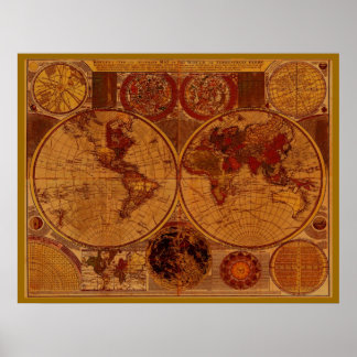 OLD WORLD MAP Art Poster