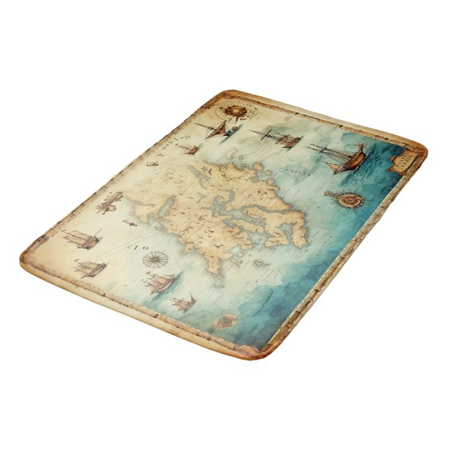 Old World Map Bath Mat (Angled)