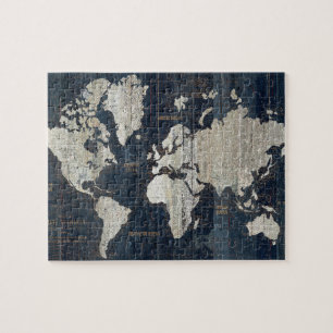 Old World Map Blue Jigsaw Puzzle