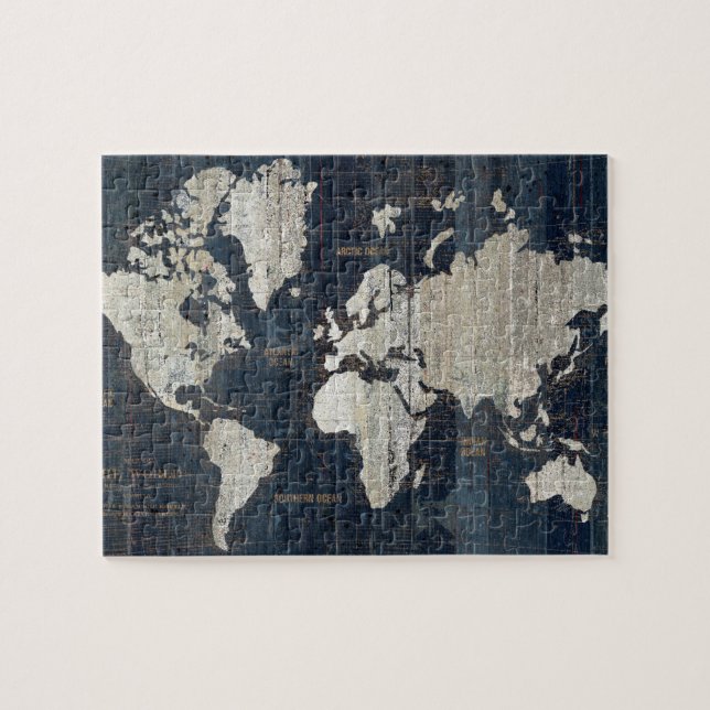 Old World Map Blue Jigsaw Puzzle (Horizontal)