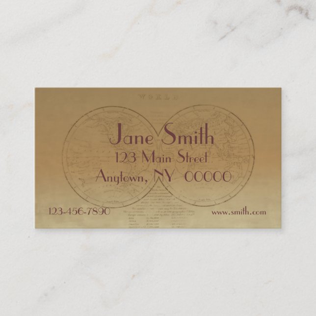 Old World Map Business Card (Front)