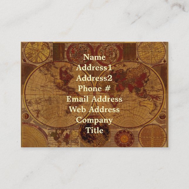 Old World Map Business Card (Front)