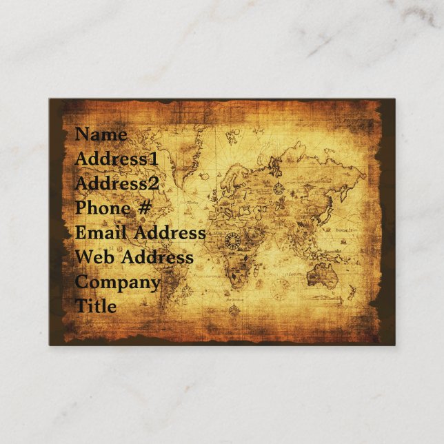 Old World Map Business Card (Front)