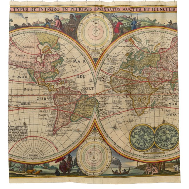 Old World Map By Nicolaas Visscher Shower Curtain (Front)