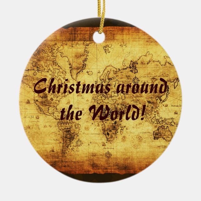 Old World Map Christmas Ornament (Front)