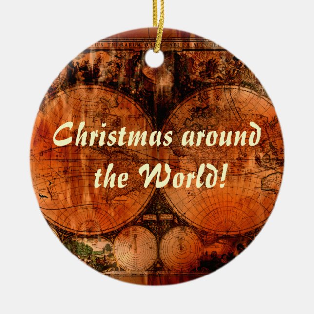 Old World Map Christmas Ornament (Front)
