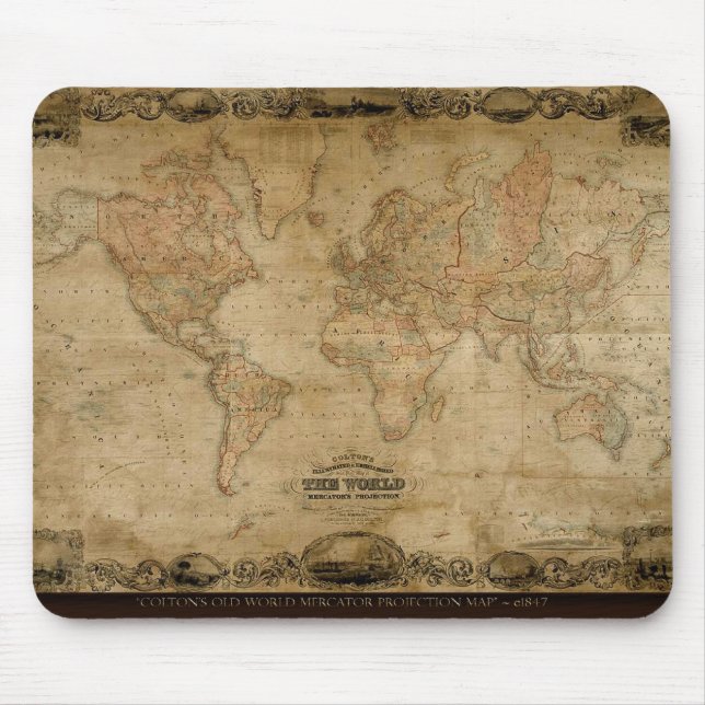 Old World Map Classc Gift Design Mouse Pad (Front)