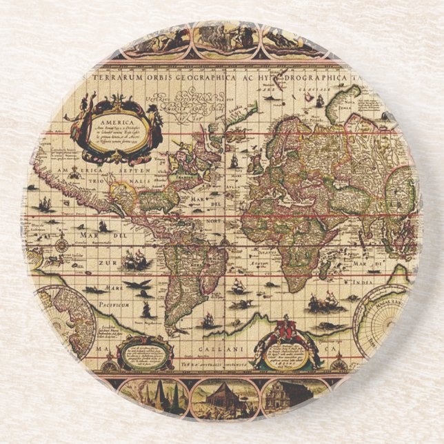 Old World Map Coaster (Front)