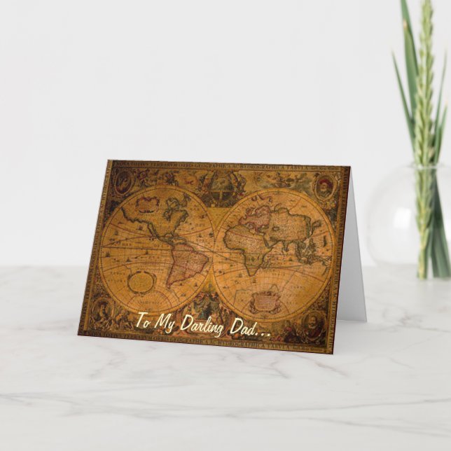 Old World Map Customisable Card (Front)