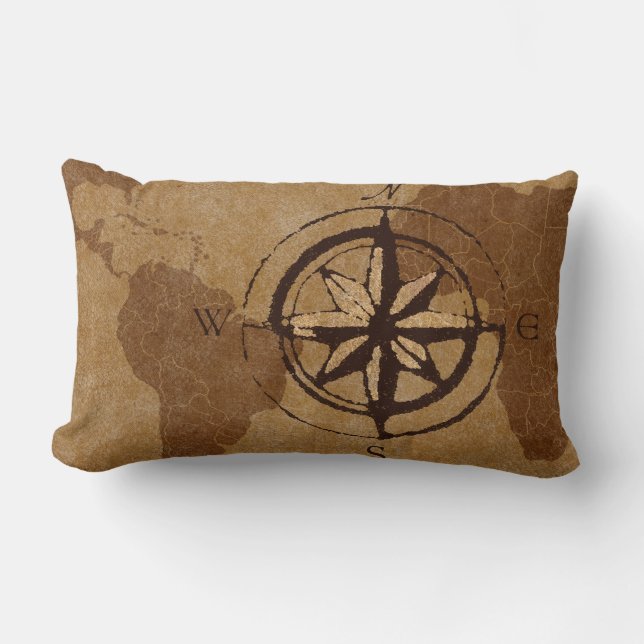 Old World Map Decor Pillow (Front)