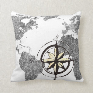 Old World Map Decor Pillow