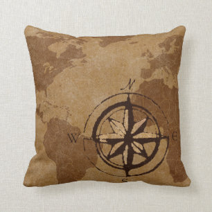 Old World Map Decor Pillow