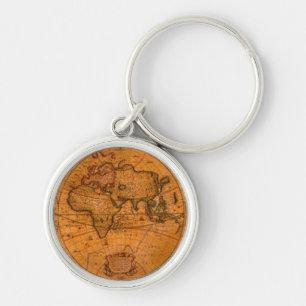 Old World Map Designer Gift Key Ring
