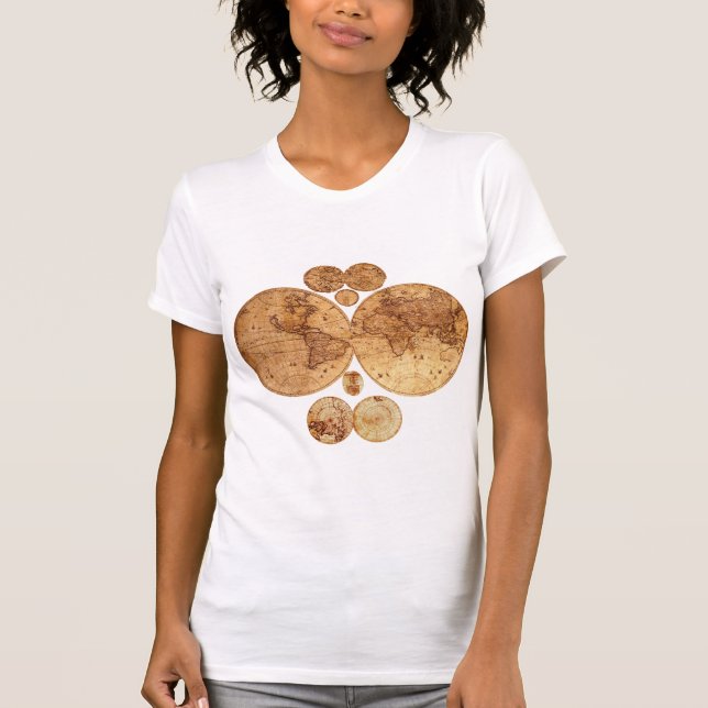Old World Map Designer Gift T-Shirt (Front)