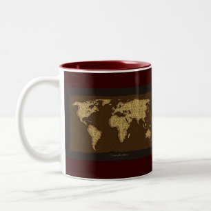Old World Map Designer Gift Two-Tone Coffee Mug