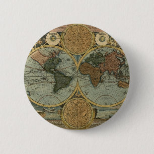 Old World Map Gifts 6 Cm Round Badge