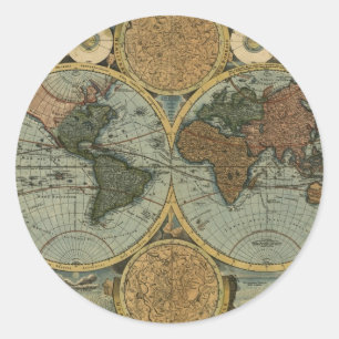 Old World Map Gifts Classic Round Sticker