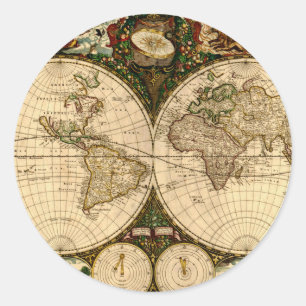 Old World Map  Gifts Classic Round Sticker