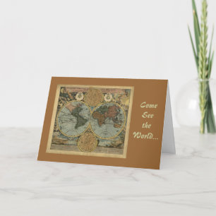 Old World Map Gifts Thank You Card