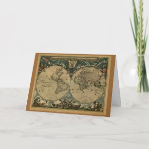 Old World Map Gifts Thank You Card