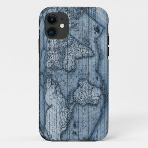 Old World Map In Blue iPhone 11 Case