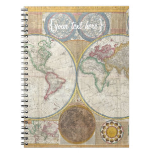 Old World Map In Double Hemispheres, 1794 Notebook