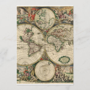 Old world map invitation