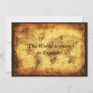 Old World Map Invitation Cards