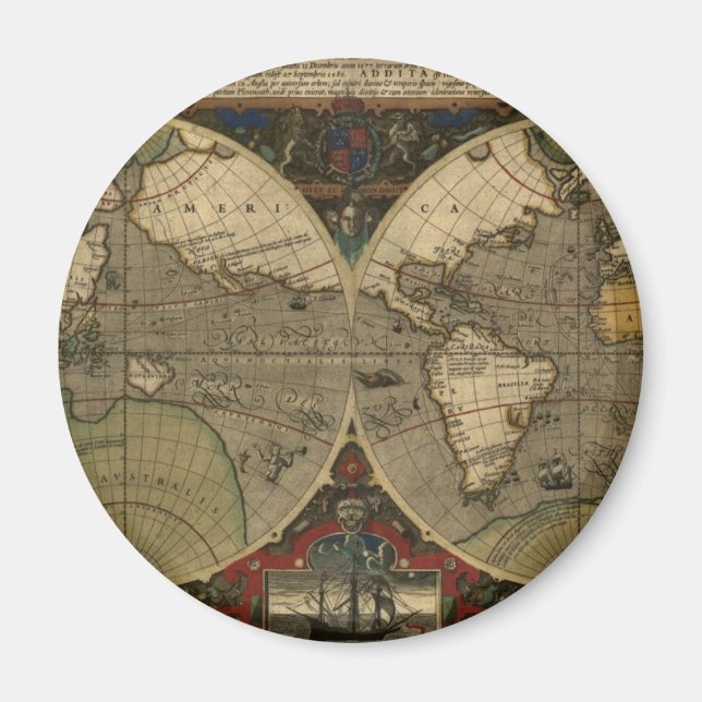 Old World Map Magnet (Front)