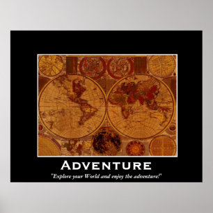 Old World Map Motivational Poster