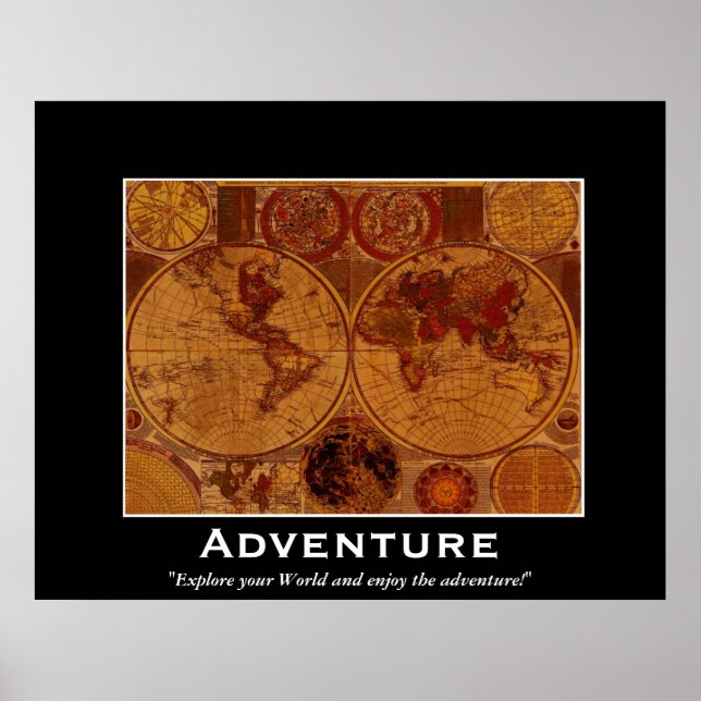 Old World Map Motivational Poster (Front)