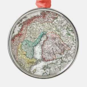 Old World Map of Northern Europe Metal Ornament