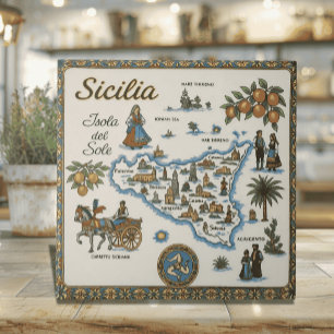 Old World Map of Sicily Ceramic Tile