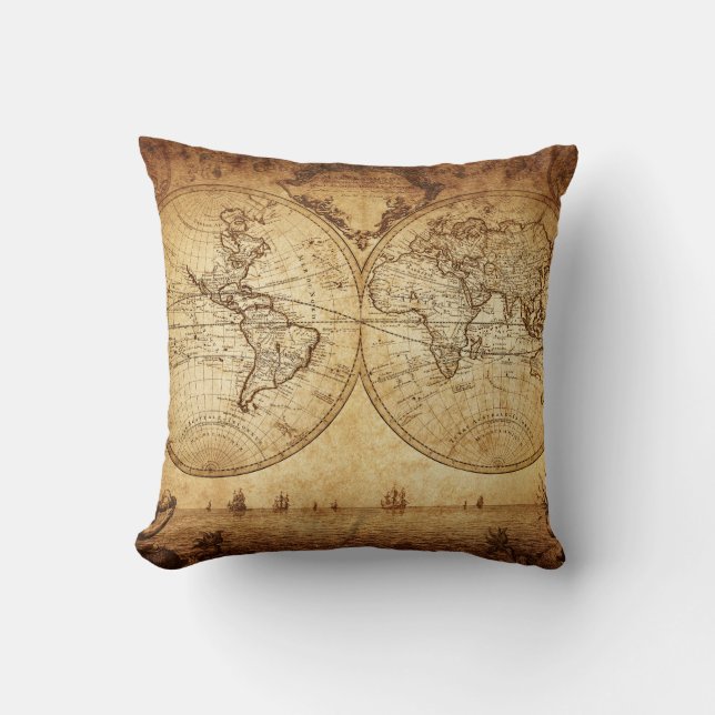 Old World Map Pillow (Front)