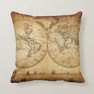 Old World Map Pillow