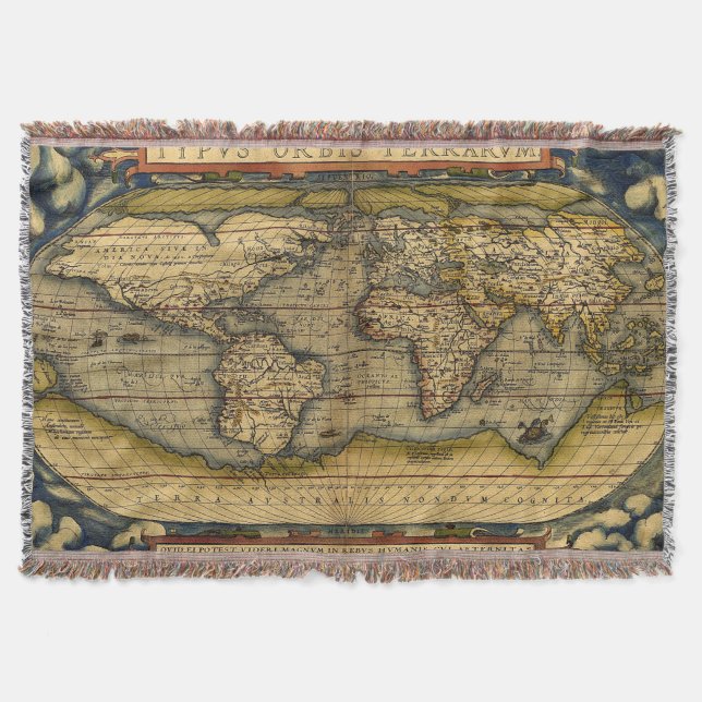 Old World Map Rugs Throw Blanket (Front)