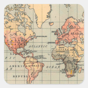 Old World Map Square Sticker