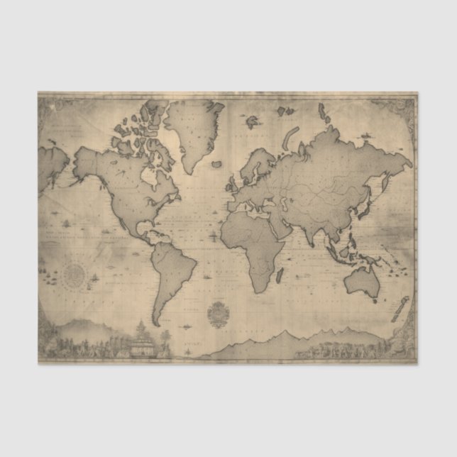 Old World Map  Tissue Paper (Front)