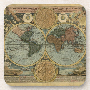 Old World Map Vintage Cork Coasters