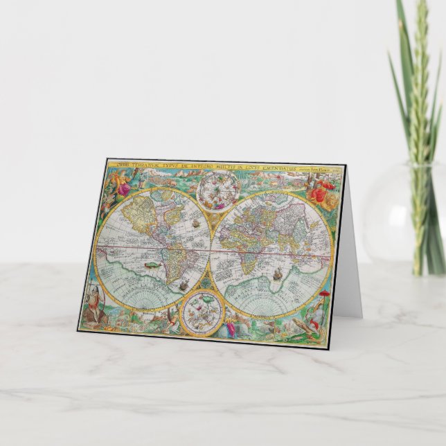 Old World Map with Colourful Artwork Card (Front)