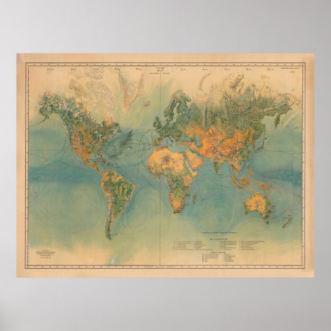 Old World Maritime Fuel Station Shipping Routes  Poster (Front)