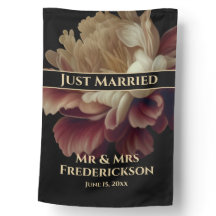 Old World Pink Painted Flower Just Married Wedding