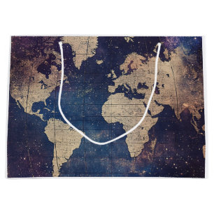 Old World Purple Celestial Star Map Large Gift Bag