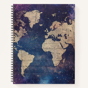 Old World Purple Celestial Star Map Notebook