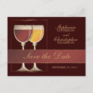 Old World Red & White Wine Glass Table Number Card