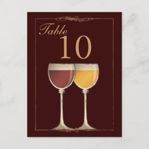 Old World Red & White Wine Glass Table Number Card