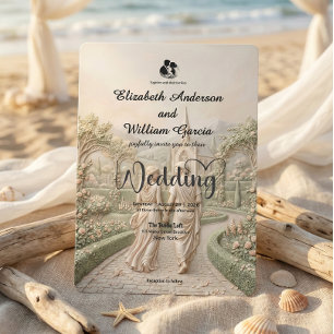 Old World Romantic Fairytale Secret Garden Wedding Invitation