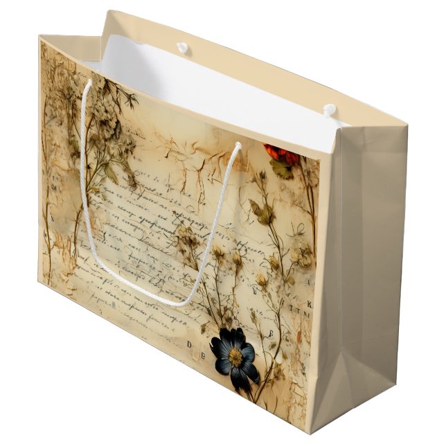 Old World Romantic Parchment Letter Large Gift Bag (Front Angled)
