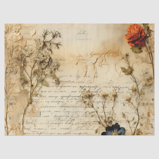 Old World Romantic Parchment Letter Tissue Paper (Front)
