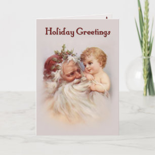 Old World Santa and Cherub Holiday Card